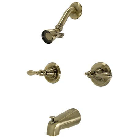 Kingston Brass KB243ACLAB Two-Handle Tub and Shower Faucet, Antique Brass KB243ACLAB